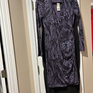 Banana Republic Purple Flower Long Sleeve Dress